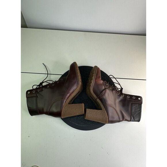 Timberland Glancy Brown Leather Lace Up Ankle Boot A18Z6 Block Heel Womens 8.5 - Picture 5 of 10